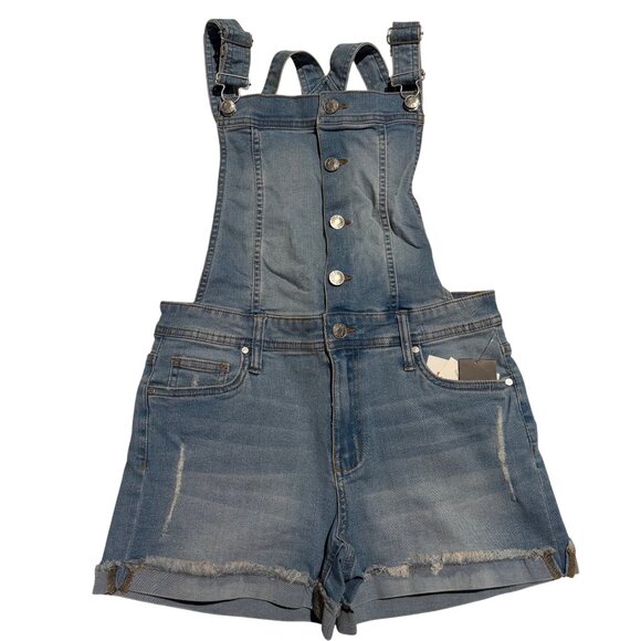 Celebrity Pink Denim - NWT Celebrity Pink Womens Denim Overall Shorts Button Front & Frayed Hem Size S
